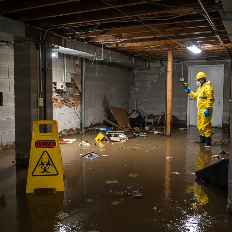 Flooded Basement Electrical Hazard in Saint Stephens, NC Property